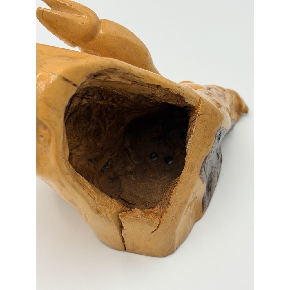 Hand Carved Wood Pig Boar Planter Holder Catchall Bowl Bizarre Folk Art WIERD - Picture 9 of 13